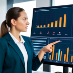 Data-Driven Business Insight**

"A professional female management consultant in a modest business dress, analyzing complex data visualizations on a large screen in a modern office.  She is pointing at a key trend.  Intelligent expression, perfect anatomy, well-formed hands, proper finger count, natural body proportions.  Safe for work, appropriate content, fully clothed, professional, family-friendly. High quality, professional photography."

**