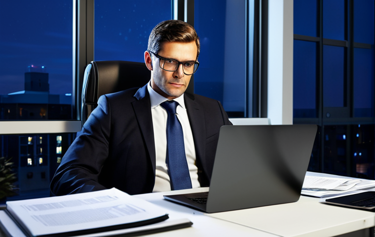 **

"A professional consultant working late at night in a modern office, fully clothed in business attire, surrounded by documents and a laptop, appropriate content, safe for work, perfect anatomy, natural proportions, professional lighting, high resolution, family-friendly."

**
