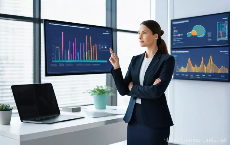 컨설팅 관련 최신 소프트웨어 - **Prompt 1: AI-Powered Data Insight Visualization**
    A bright, modern office interior at daytime,...