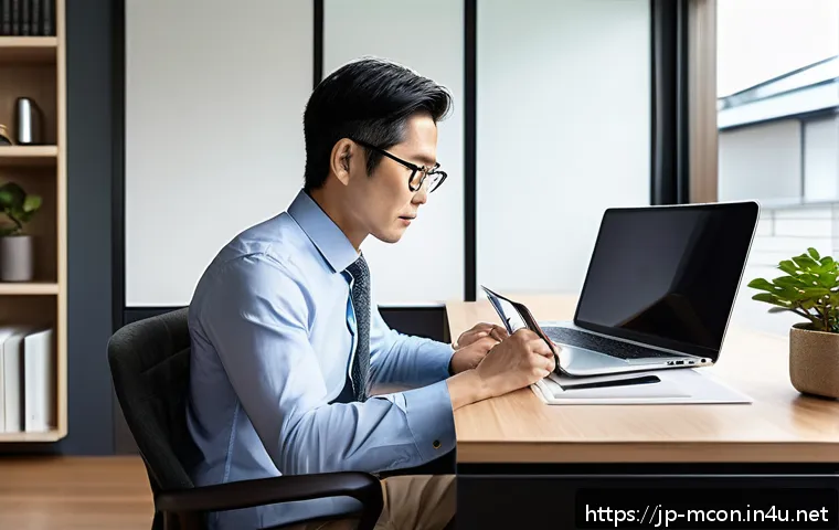 경영컨설턴트 연봉 분석 - A modern Japanese business consultant working remotely from a stylish home office in Tokyo, wearing ...