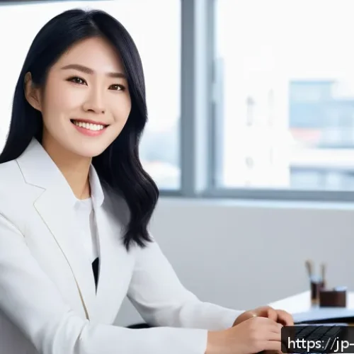컨설팅 비즈니스 매너 - A modern Japanese businesswoman in her late 20s, dressed in a crisp, wrinkle-free navy blue suit wit...