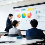 컨설팅에서의 갈등 해결 방법 - A modern Japanese business meeting scene in a bright office with diverse professionals engaging in a...